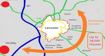 Map showing the proposed A46 Expressway corridor