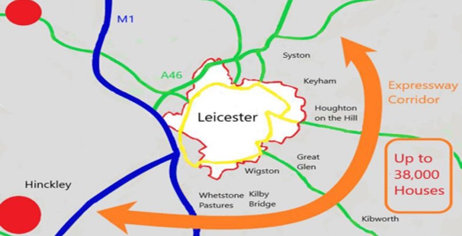 Map showing the proposed A46 Expressway corridor